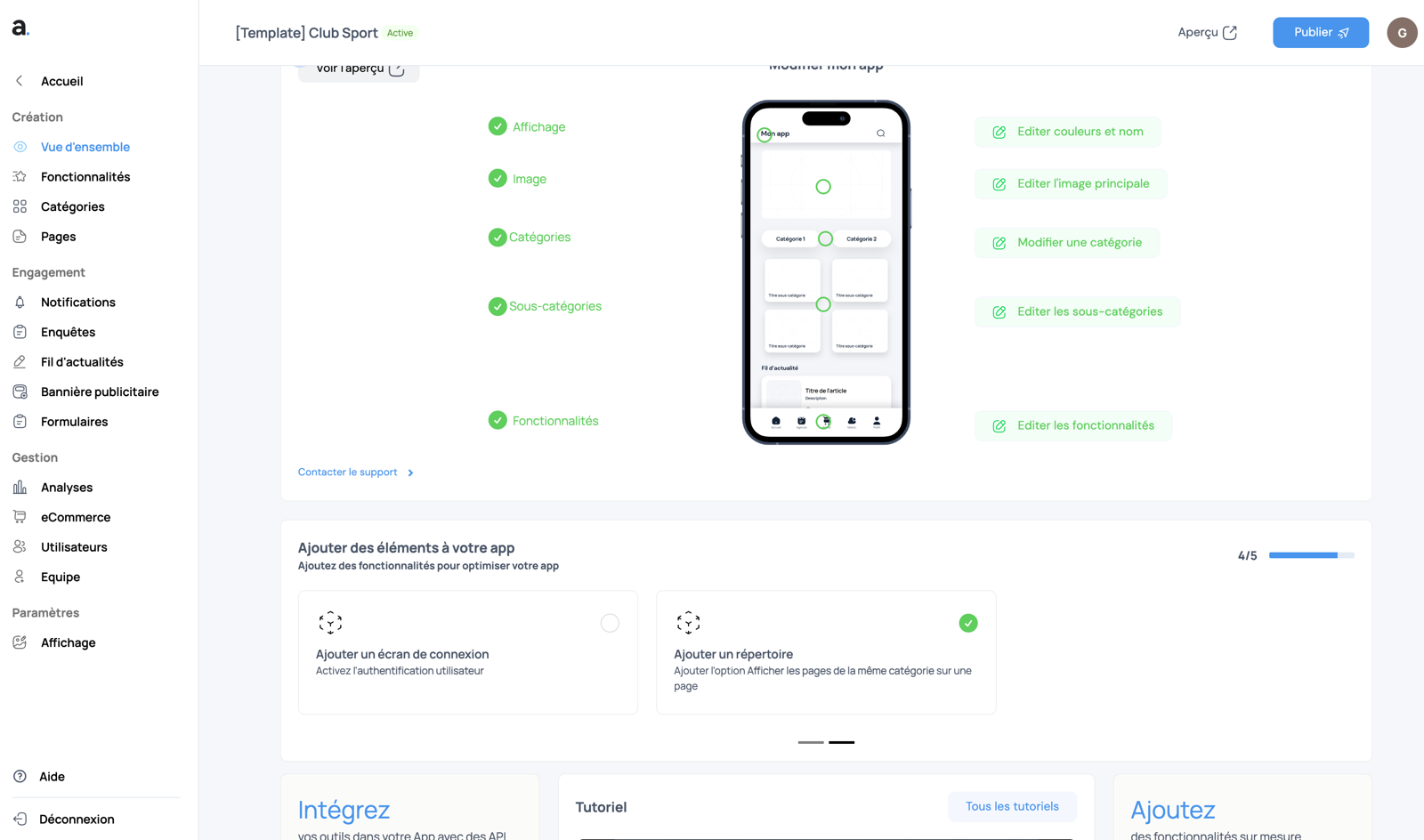 Apptree's app editor, showing live edits validated step by step